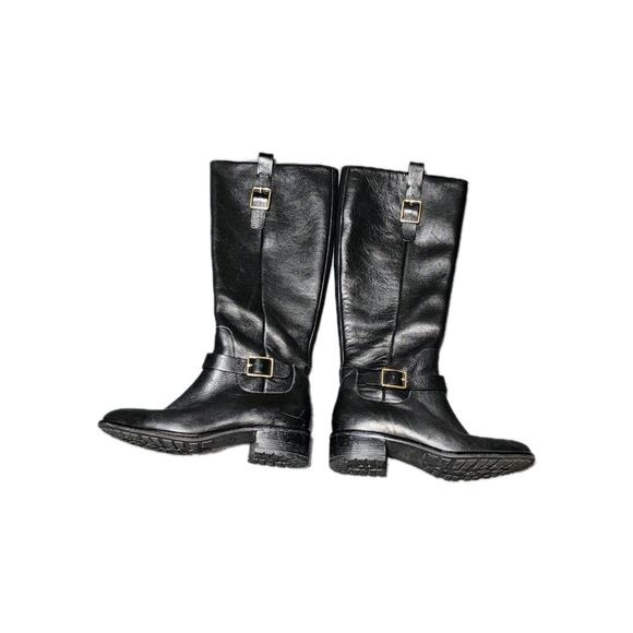 Cole Haan Shoes - Cole Haan Boots Women 6 Black Leather Riding Equestrian Knee High Zip